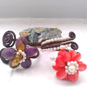 Flower Stone and Pearl Bracelets New